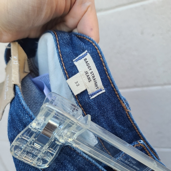 Madewell | Baggy Straight Jeans in Dark Worn Indigo Wash NEW Size 32 Style NH643 - Picture 11 of 13